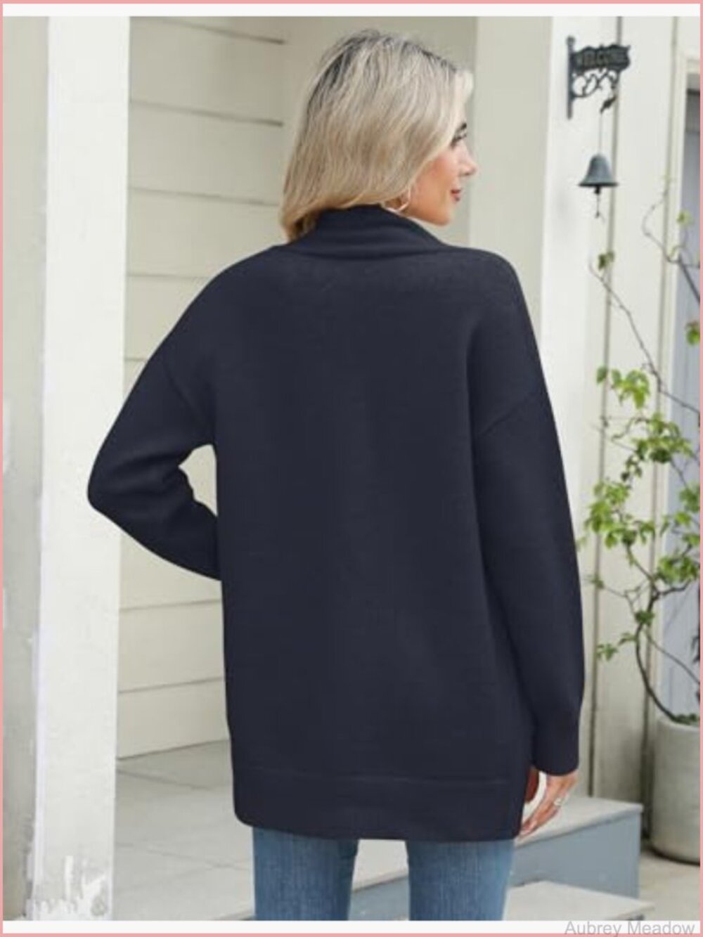 Long Sleeve Open Front Knit Cardigan Sweater with Pockets Casual - Picture 6 of 7